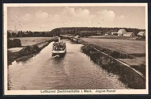 AK Zechlinerhütte i. Mark, Dampfer Neustrelitz auf dem Jagow-Kanal