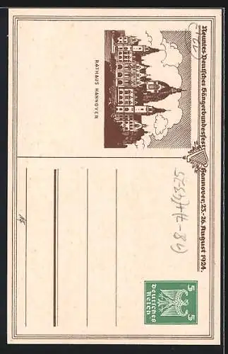 AK Hannover, Neuntes Deutsches Sängerfest 1924, Deutscher Schwur, Ganzsache