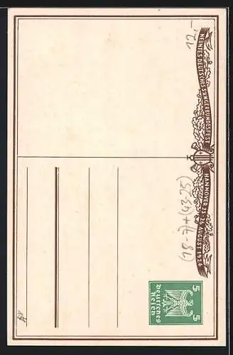 AK Hannover, 9. Deutsches Sängerbundesfest 1924, Wahlspruch, Portrait von Hindenburg, Ganzsache