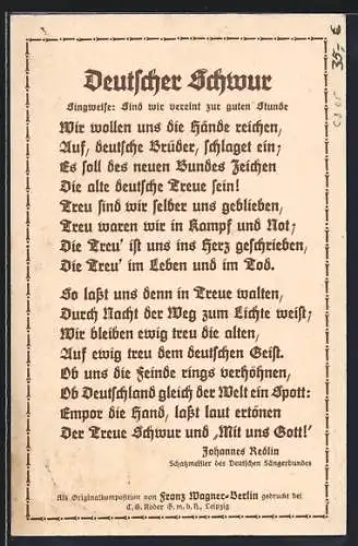 AK Hannover, Neuntes Deutsches Sängerfest 1924. Deutscher Schwur, Ganzsache