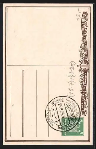 AK Hannover, 9. Deutsches Sängerbundesfest 1924, Wahlspruch, Portrait von Hindenburg, Ganzsache