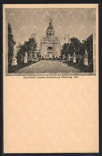 AK Nürnberg, Bayerische Landes-Ausstellung 1896, Blick über die Parkanlage, Ganzsache Bayern