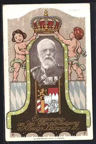 AK Ganzsache PP27 /DL: Erinnerung an die Thronbesteigung König Ludwig III., Portrait