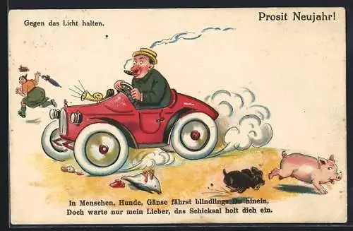 AK Mann braust rücksichtslos mit seinem Auto über die Landstrasse, vom Polizist gejagt, Halt gegen das Licht