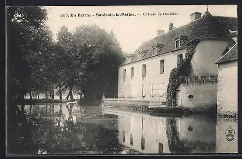 AK Saulzais-le-Potier, Château de Mazières et son reflet dans l`eau