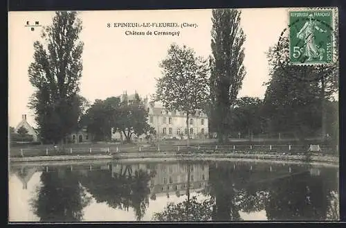 AK Épineuil-le-Fleuriel, Château de Cornancay et son reflet dans l`eau