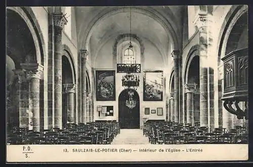 AK Saulzais-le-Potier, Intérieur de l`église, L`entrée