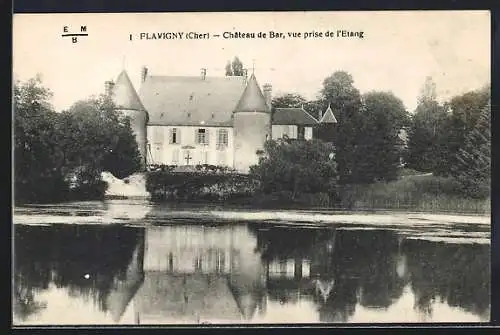 AK Flavigny, Château de Bar, vue prise de l`Étang