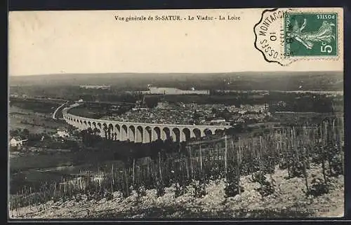 AK Saint-Satur, Vue générale du viaduc sur la Loire