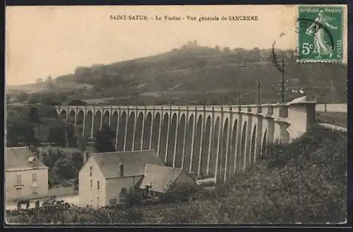 AK Saint-Satur, Le Viaduc, Vue générale de Sancerre