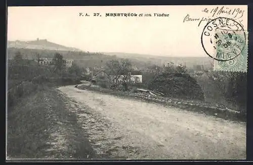 AK Menetreol, Vue du viaduc et de la campagne environnante