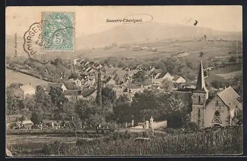 AK Sancerre, Vue du village de Chavignol et des collines environnantes