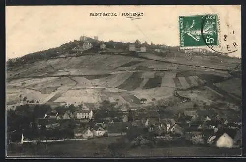 AK Saint-Satur, Vue de Fontenay et des champs environnants