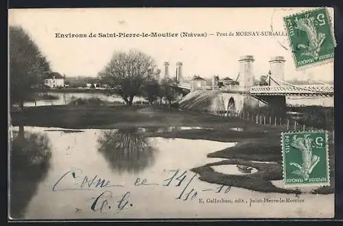 AK Mornay-sur-Allier, Pont et paysage fluvial en hiver