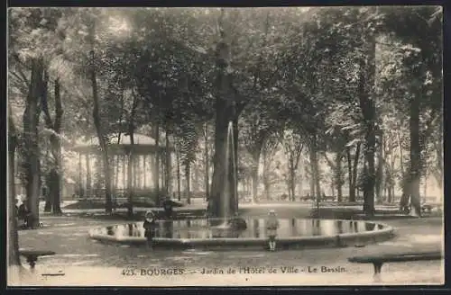 AK Bourges, Jardin de l`Hôtel de Ville, Le Bassin