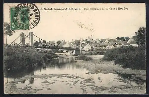 AK Saint-Amand-Montrond, Pont suspendu sur le Cher à Bruère