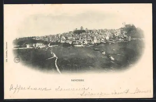 AK Sancerre, Vue panoramique du village sur la colline