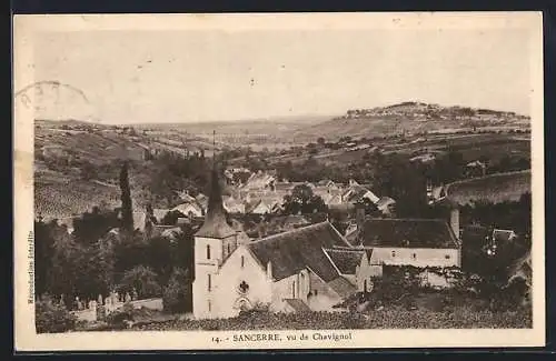 AK Sancerre, vue de Chavignol et ses paysages vallonnés