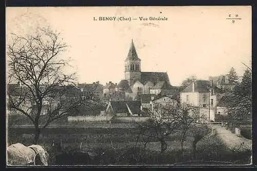 AK Bengy, Vue Générale du village avec église et paysage environnant