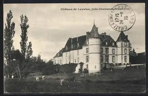 AK Châteaumeillant, Château de Lavilas entouré de pâturages