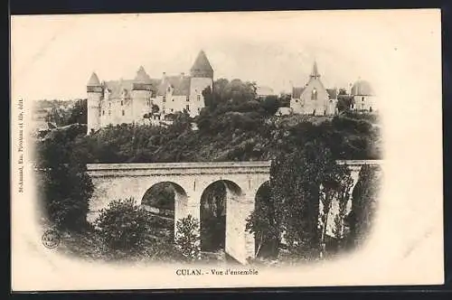 AK Culan, Vue d`ensemble du château et du viaduc