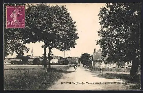 AK Foécy, Vue d`ensemble prise de la route de Vierzon