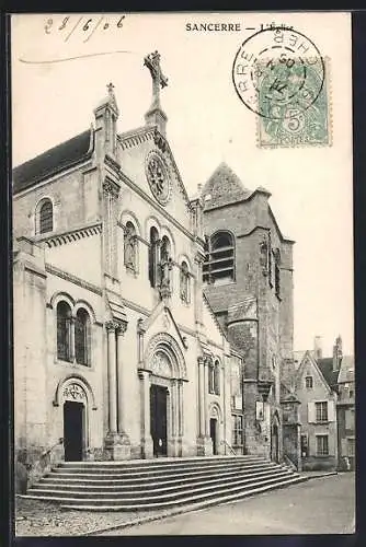 AK Sancerre, Église imposante et facade ornée