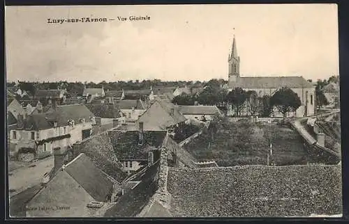 AK Lury-sur-Arnon, Vue générale du village avec l`église en arrière-plan