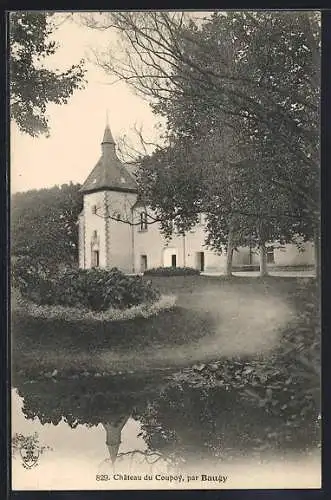 AK Baugy, Château du Coupoy et son reflet dans l`étang