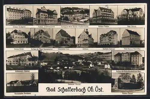 AK Bad Schallerbach, Pension Bristol, Hotel Stadt Wien, Hans Mayrs Caféhaus, Hotel Viktoria