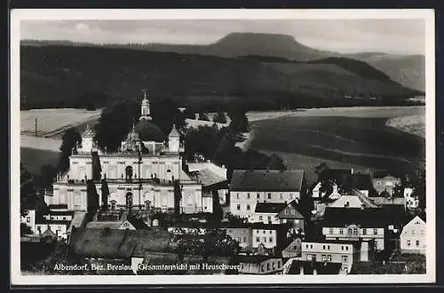 AK Albendorf, Gesamtansicht mit Heuscheuer und der Basilika