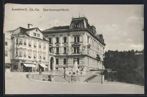 AK Lambach /O.-Oe., Das Sparkassengebäude