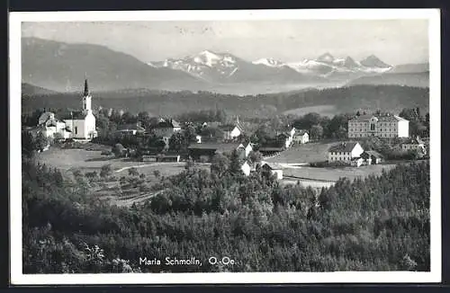 AK Maria Schmolln, Totalansicht mit Bergpanorama