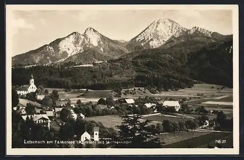 AK Latschach am Faakersee, Ortsansicht mit dem Mittagskogel