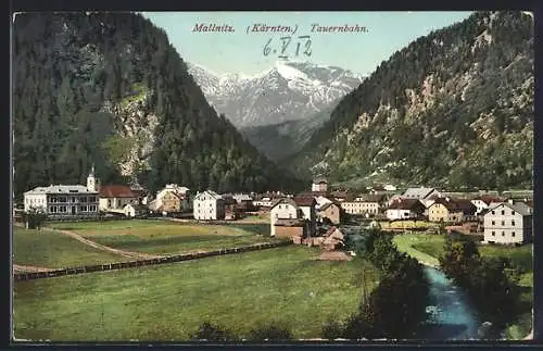 AK Mallnitz /Tauernbahn, Teilansicht mit Kirche