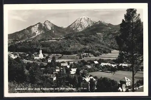 AK Latschach, Ortsansicht mit Mittagskogel