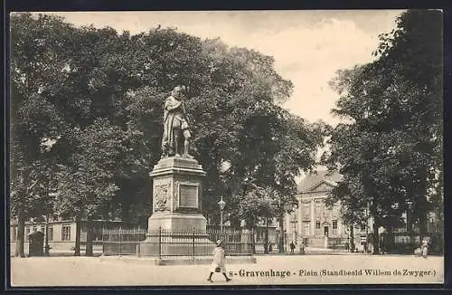 AK Gravenhage, Plein, Standbeeld Willem de Zwyger