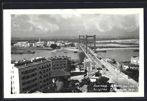 AK Belgrad, Stadtansicht mit Brücke