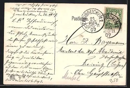 AK München, Volksbad mit Brücke