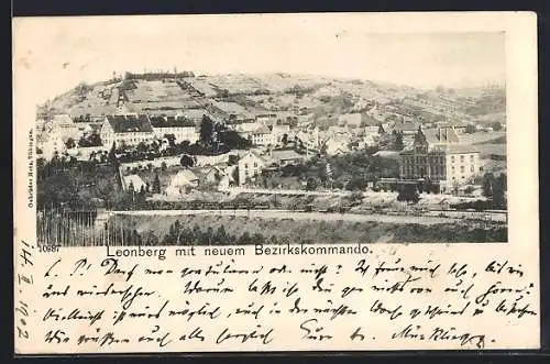AK Leonberg / Württ., Gesamtansicht mit neuem Bezirkskommando