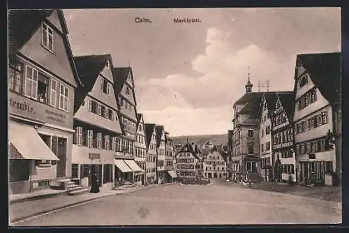 AK Calw, Marktplatz mit Geschäften