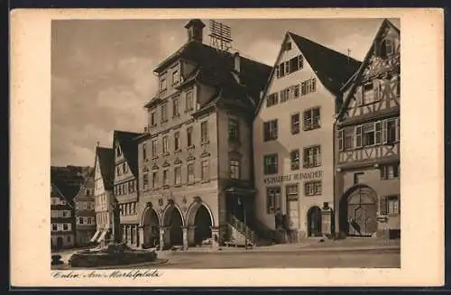 AK Calw, Am Marktplatz mit Hutmacher Wschäberle