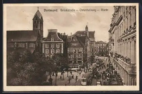 AK Dortmund, Brückstrasse, Ostenhellweg, Markt