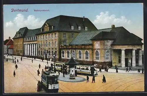 AK Dortmund, Bahnpostamt mit Strassenbahn