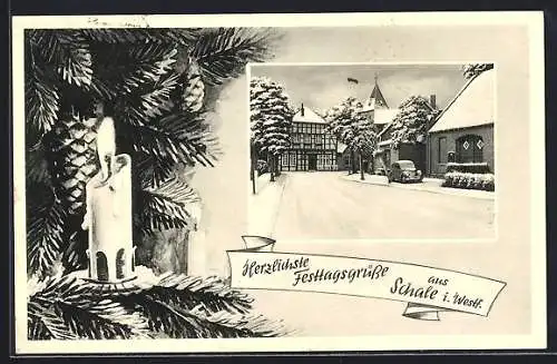 AK Schale i. Westf., Ortspartie im Schnee