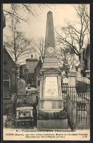 AK Paris, Cimetière du Pere-Lachaise, Scribe Eugene