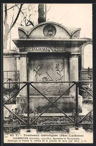 AK Paris, Cimetière du Pere-Lachaise, Antoine Parmentier