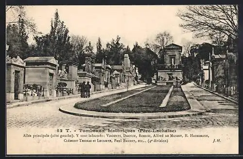 AK Paris, Cimetière du Pere-Lachaise, Allee principale