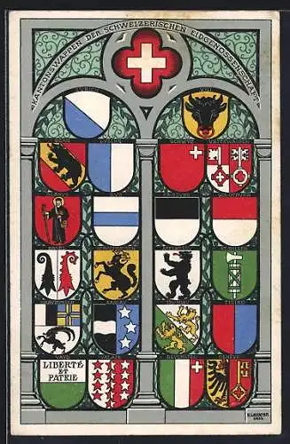 AK Zürich, Kantonswappen der Schweizerischen Eidgenossenschaft