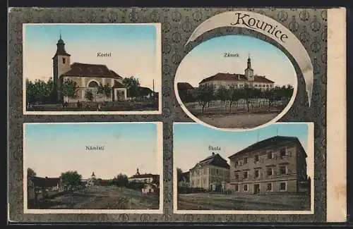 AK Kounice, Zamek, Kostel, Skola, Namesti